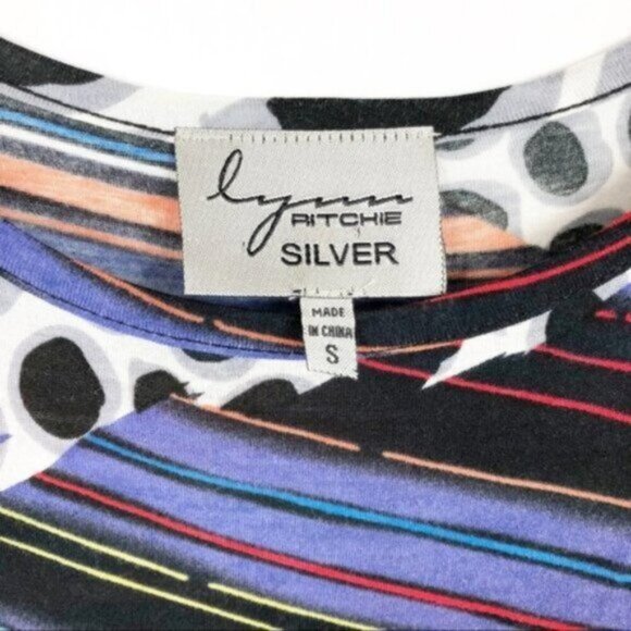 Lynn Ritchie Silver | Women's Purple Black Dot Scoop Neck Tunic Tank Size Small - Picture 3 of 6